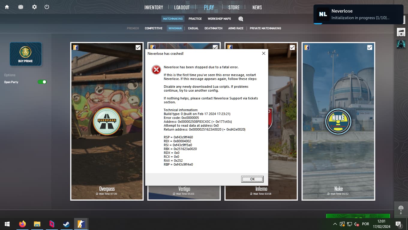Error Code 0xc0000005 Problems NeverLose cc Forum Error code 0xc0000005 problems neverlose cc forum